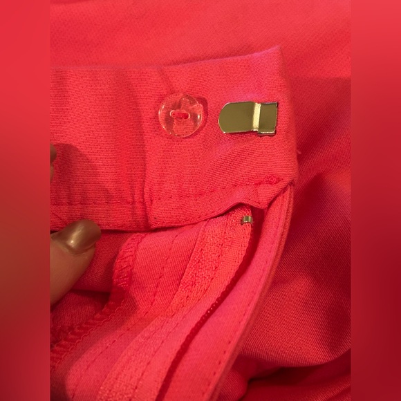 Zara Cropped Neon Coral High Waist Flare Pants Raw Hem Size S NWOT - Picture 5 of 8